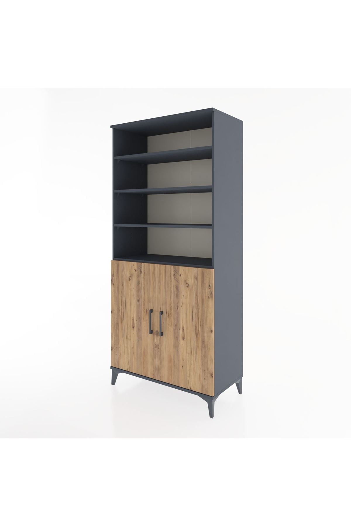 Hyperion Dolap 5 Raflı 2 Kapaklı 88x44x195 Antrasit-Çam