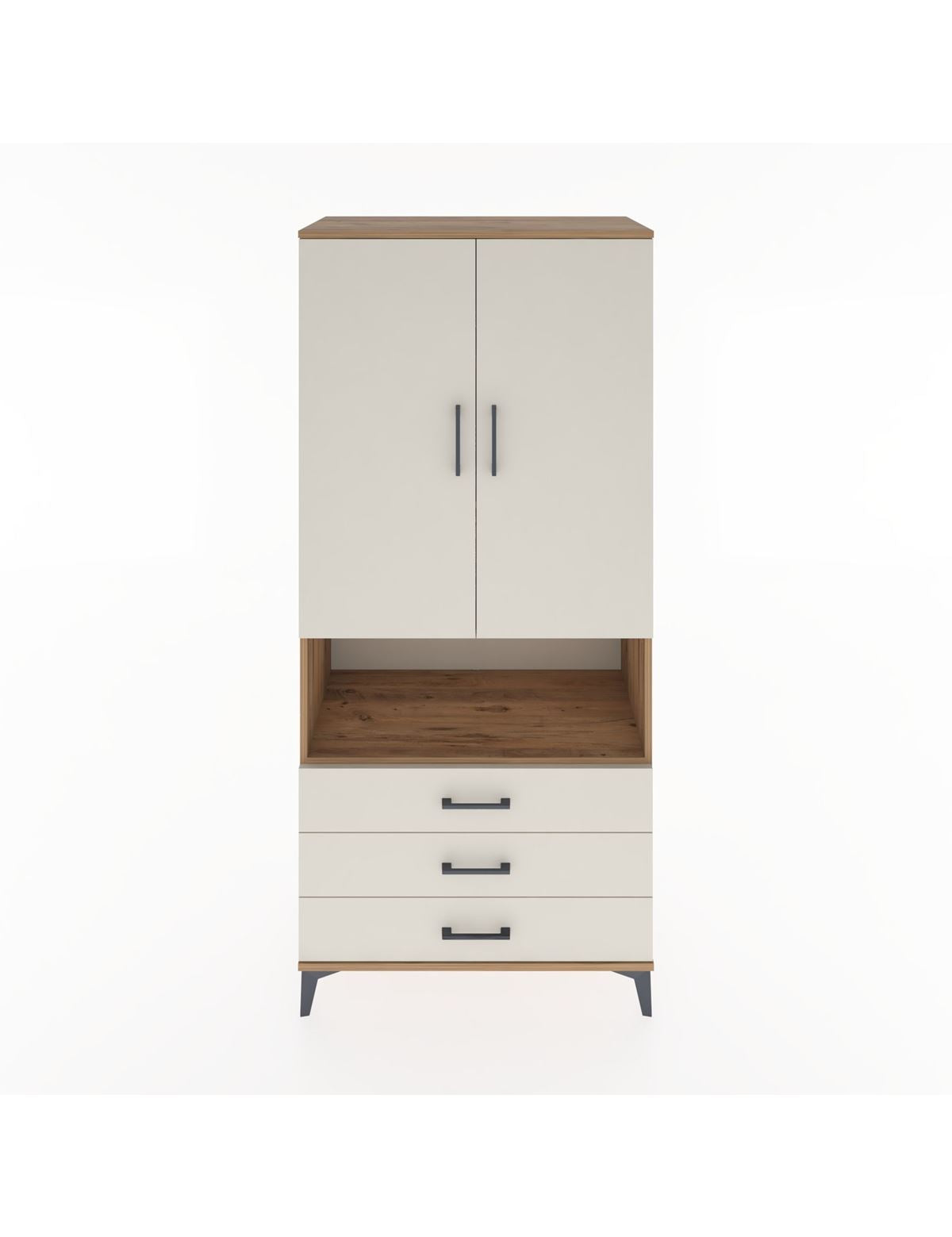 Hyperion Dolap 4 Raflı 3 Çekmeceli 2 Kapaklı 88x44x195 Çam-Aytaşı