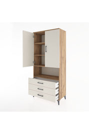 Hyperion Dolap 4 Raflı 3 Çekmeceli 2 Kapaklı 88x44x195 Çam-Aytaşı