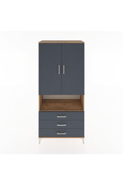 Hyperion Dolap 4 Raflı 3 Çekmeceli 2 Kapaklı 88x44x195 Çam-Antrasit