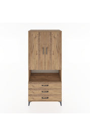 Hyperion Dolap 4 Raflı 3 Çekmeceli 2 Kapaklı 88x44x195 Çam-Çam