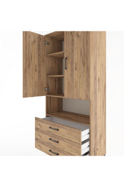 Hyperion Dolap 4 Raflı 3 Çekmeceli 2 Kapaklı 88x44x195 Çam-Çam