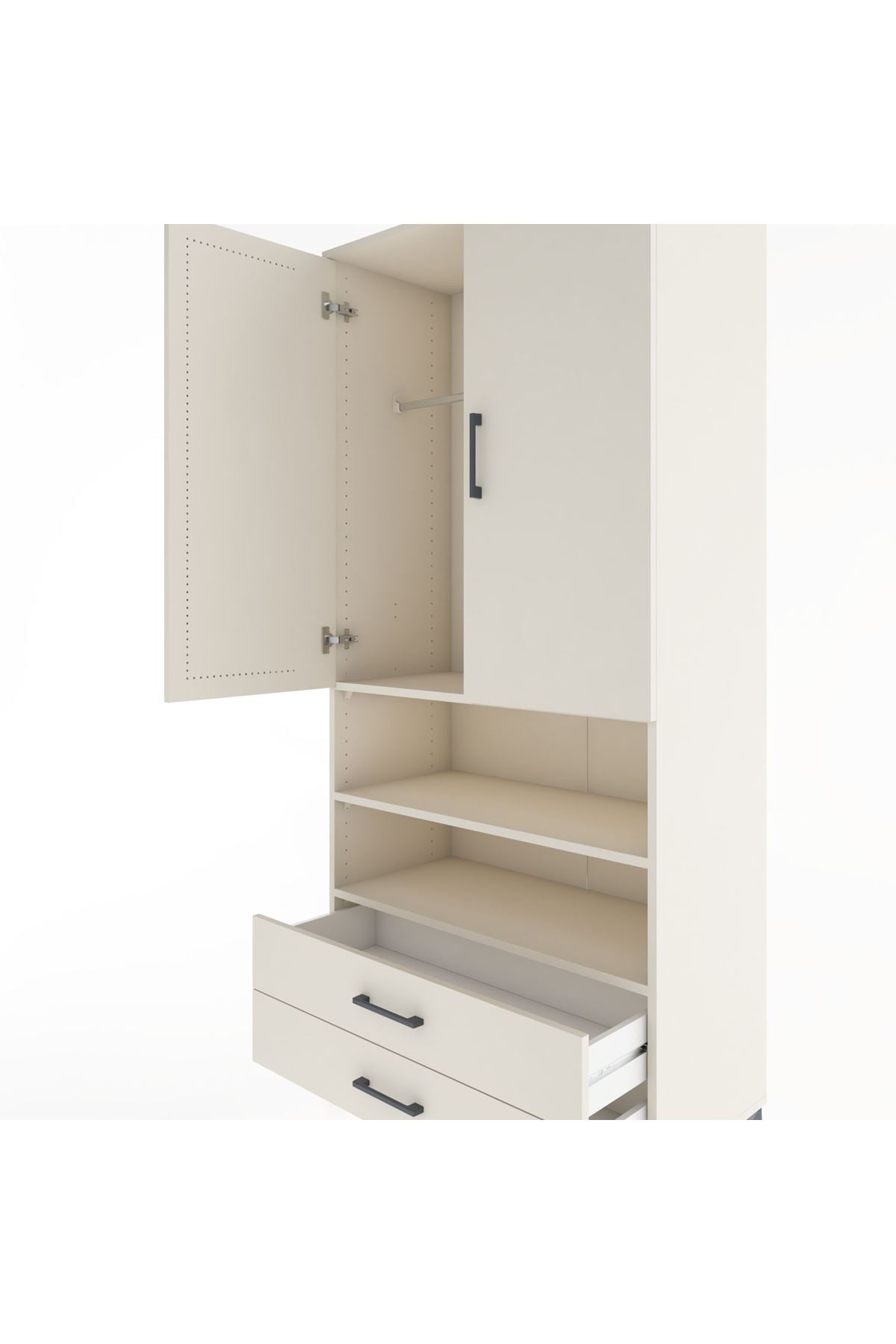 Hyperion Dolap 3 Raflı 2 Çekmeceli Tek Askılı 88x44x195 Aytaşı-Aytaşı