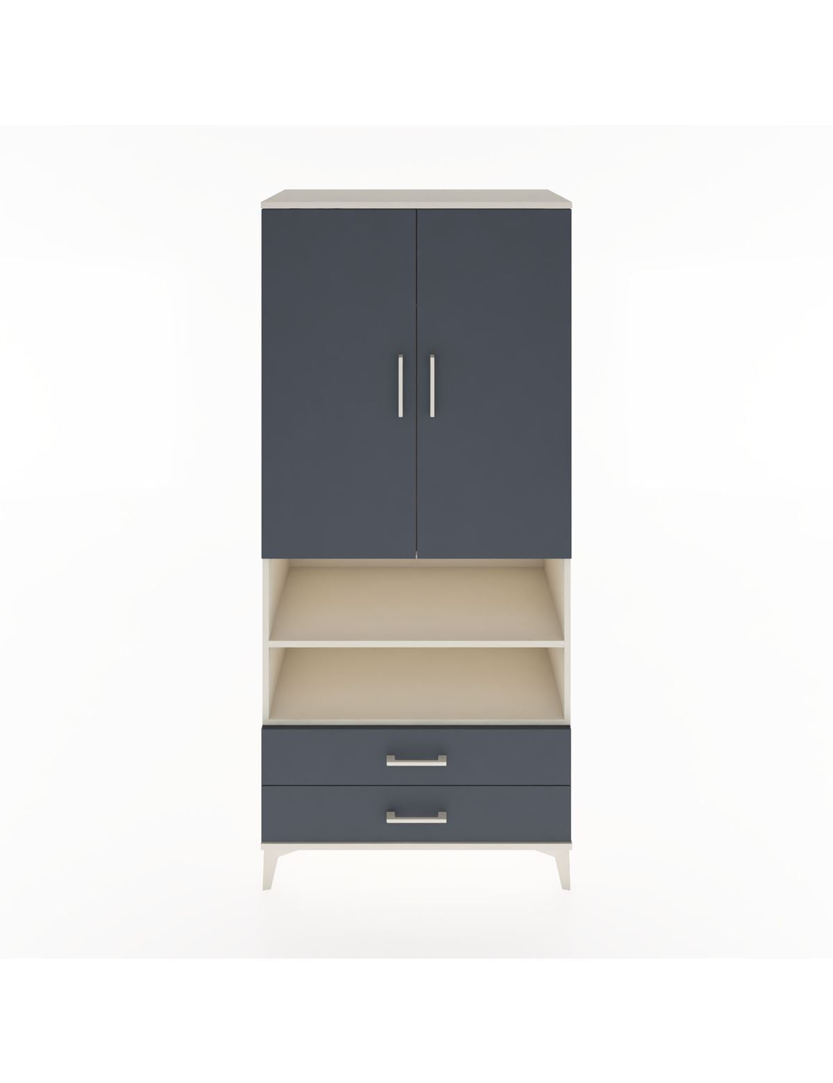 Hyperion Dolap 3 Raflı 2 Çekmeceli Tek Askılı 88x44x195 Aytaşı-Antrasit