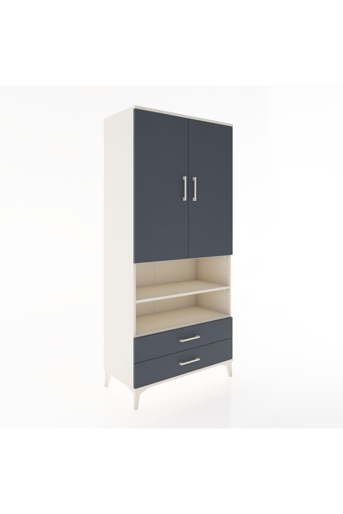 Hyperion Dolap 3 Raflı 2 Çekmeceli Tek Askılı 88x44x195 Aytaşı-Antrasit