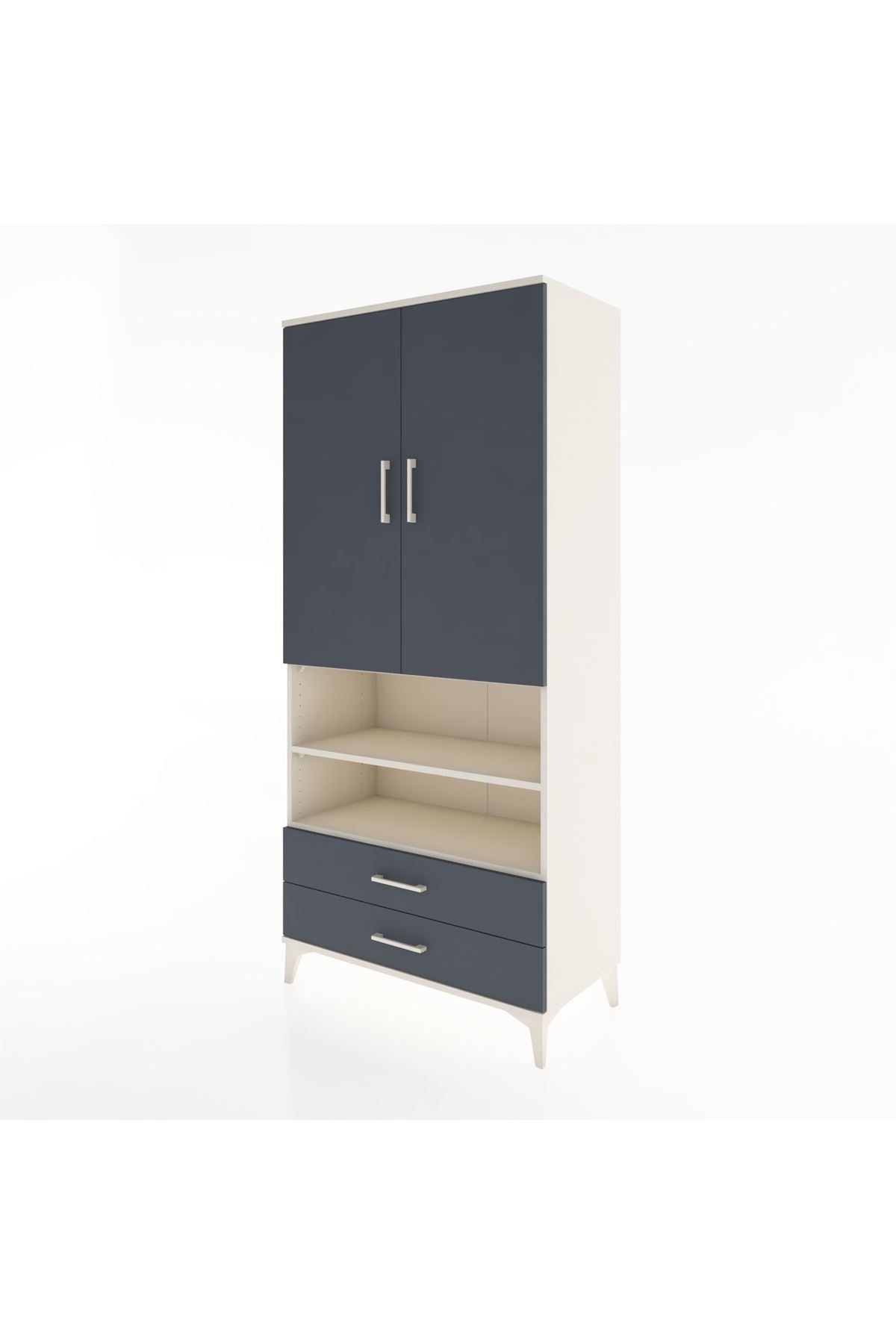 Hyperion Dolap 3 Raflı 2 Çekmeceli Tek Askılı 88x44x195 Aytaşı-Antrasit