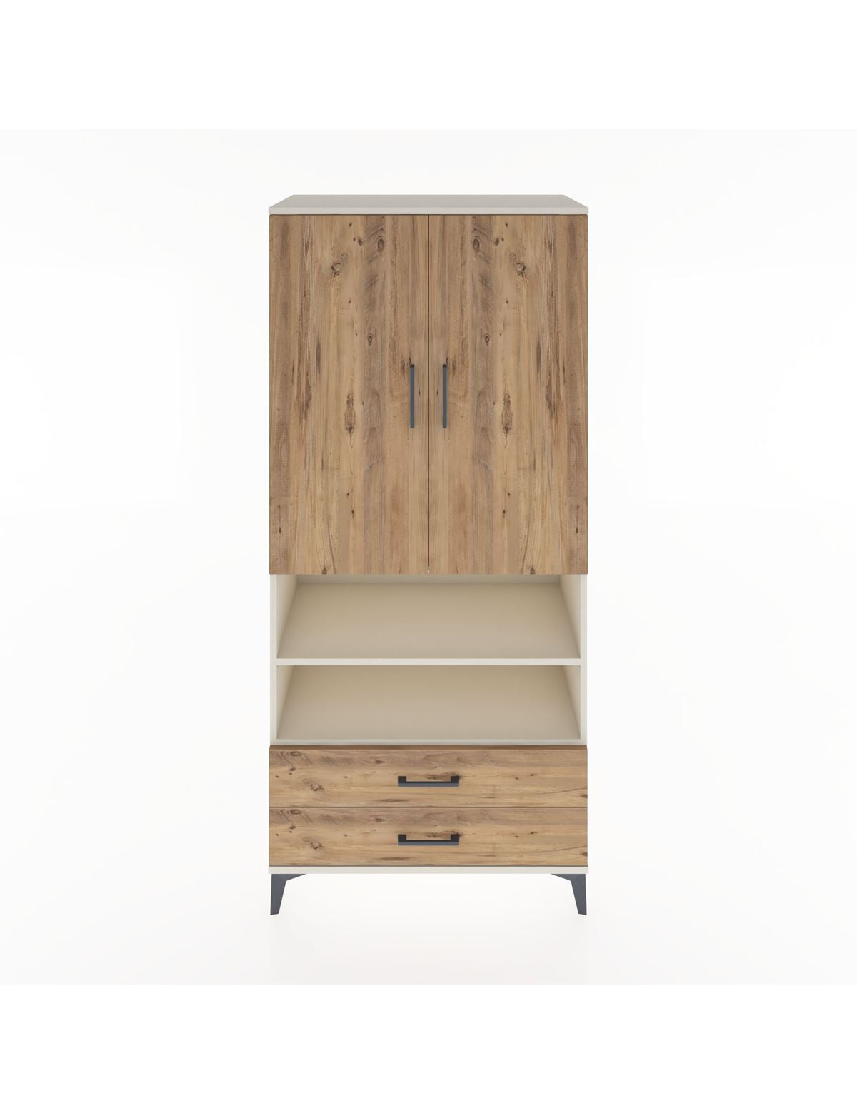 Hyperion Dolap 3 Raflı 2 Çekmeceli Tek Askılı 88x44x195 Aytaşı-Çam