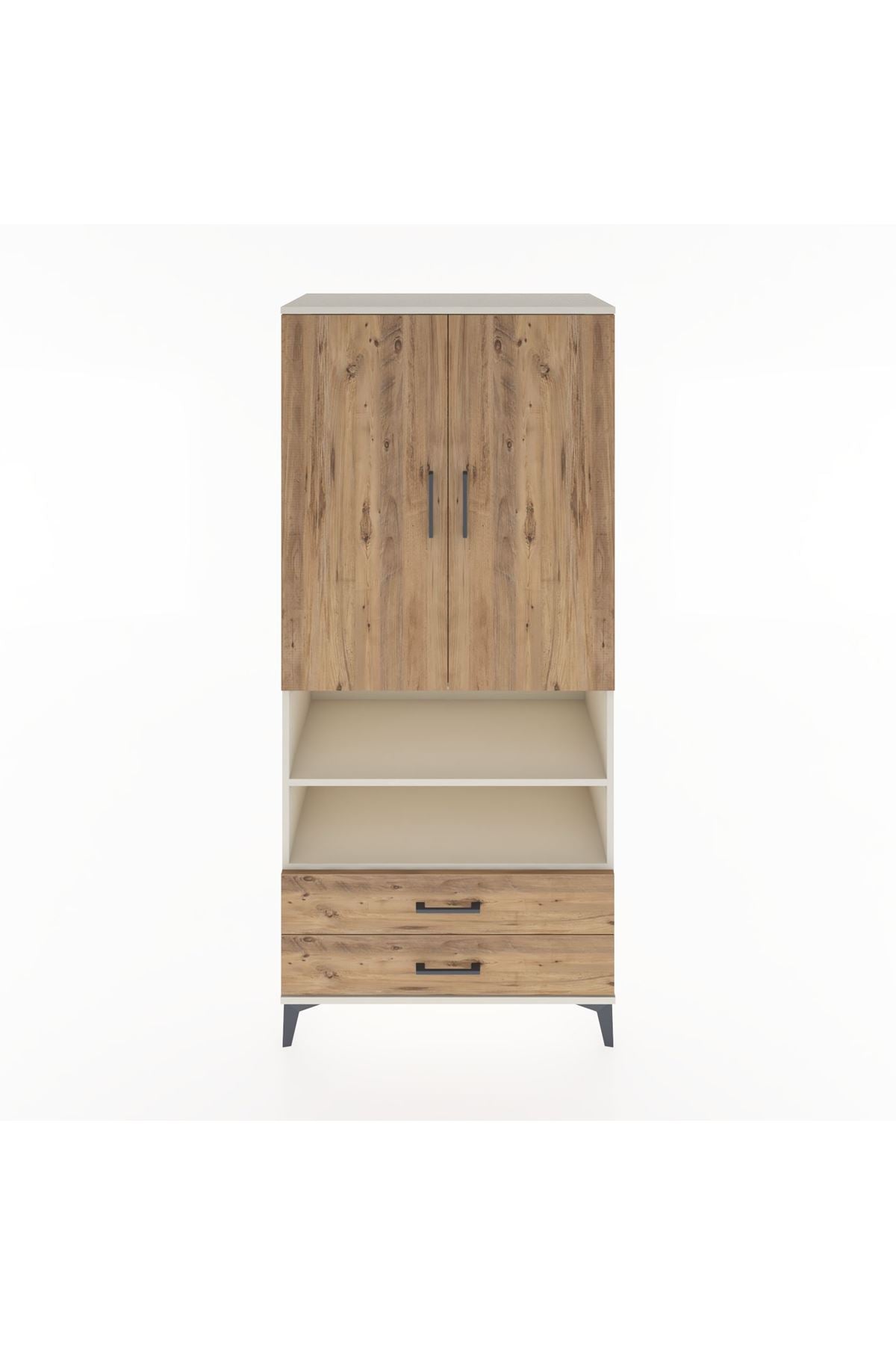 Hyperion Dolap 3 Raflı 2 Çekmeceli Tek Askılı 88x44x195 Aytaşı-Çam