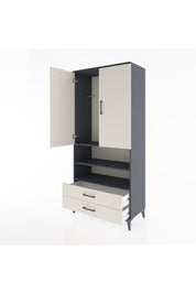 Hyperion Dolap 3 Raflı 2 Çekmeceli Tek Askılı 88x44x195 Antrasit-Aytaşı