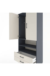 Hyperion Dolap 3 Raflı 2 Çekmeceli Tek Askılı 88x44x195 Antrasit-Aytaşı