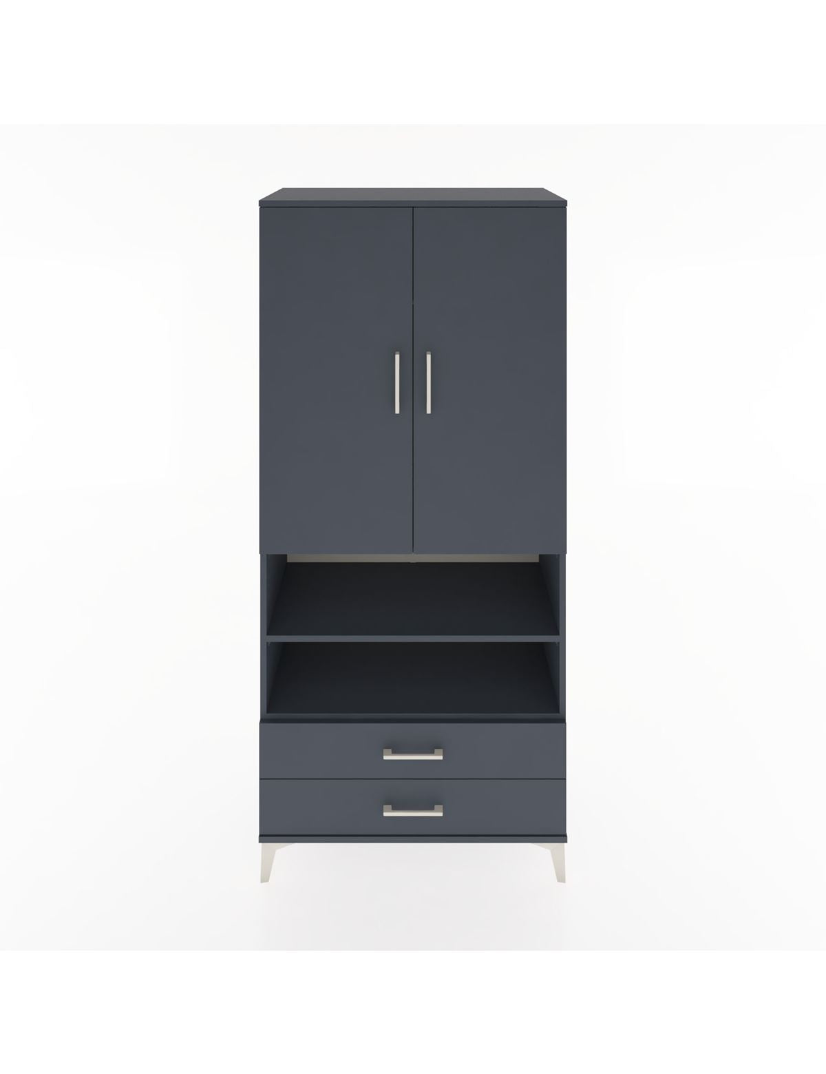 Hyperion Dolap 3 Raflı 2 Çekmeceli Tek Askılı 88x44x195 Antrasit-Antrasit