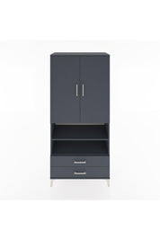 Hyperion Dolap 3 Raflı 2 Çekmeceli Tek Askılı 88x44x195 Antrasit-Antrasit