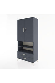 Hyperion Dolap 3 Raflı 2 Çekmeceli Tek Askılı 88x44x195 Antrasit-Antrasit