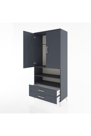 Hyperion Dolap 3 Raflı 2 Çekmeceli Tek Askılı 88x44x195 Antrasit-Antrasit