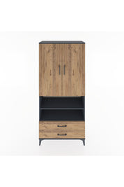 Hyperion Dolap 3 Raflı 2 Çekmeceli Tek Askılı 88x44x195 Antrasit-Çam