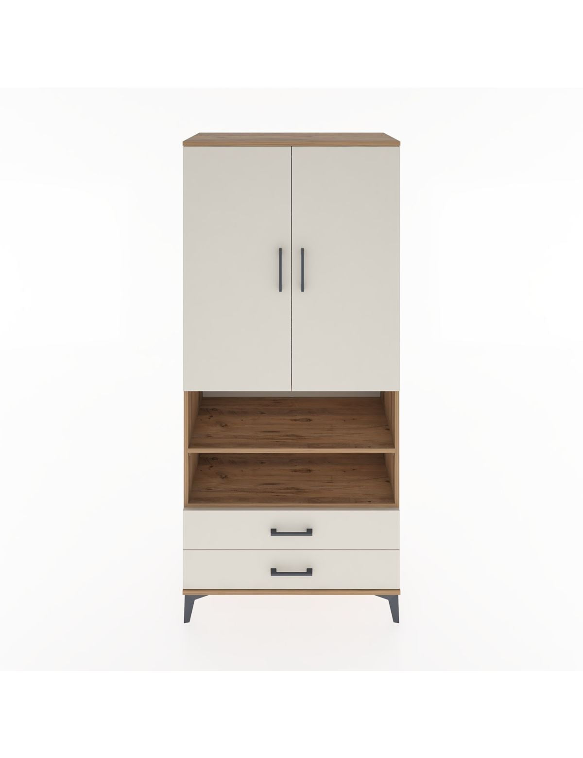 Hyperion Dolap 3 Raflı 2 Çekmeceli Tek Askılı 88x44x195 Çam-Aytaşı