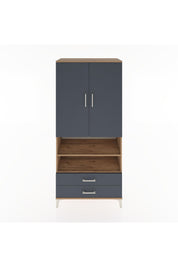 Hyperion Dolap 3 Raflı 2 Çekmeceli Tek Askılı 88x44x195 Çam-Antrasit