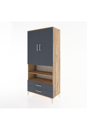 Hyperion Dolap 3 Raflı 2 Çekmeceli Tek Askılı 88x44x195 Çam-Antrasit