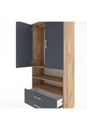 Hyperion Dolap 3 Raflı 2 Çekmeceli Tek Askılı 88x44x195 Çam-Antrasit
