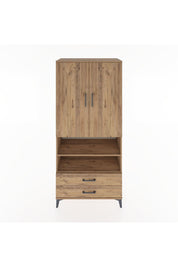 Hyperion Dolap 3 Raflı 2 Çekmeceli Tek Askılı 88x44x195 Çam-Çam