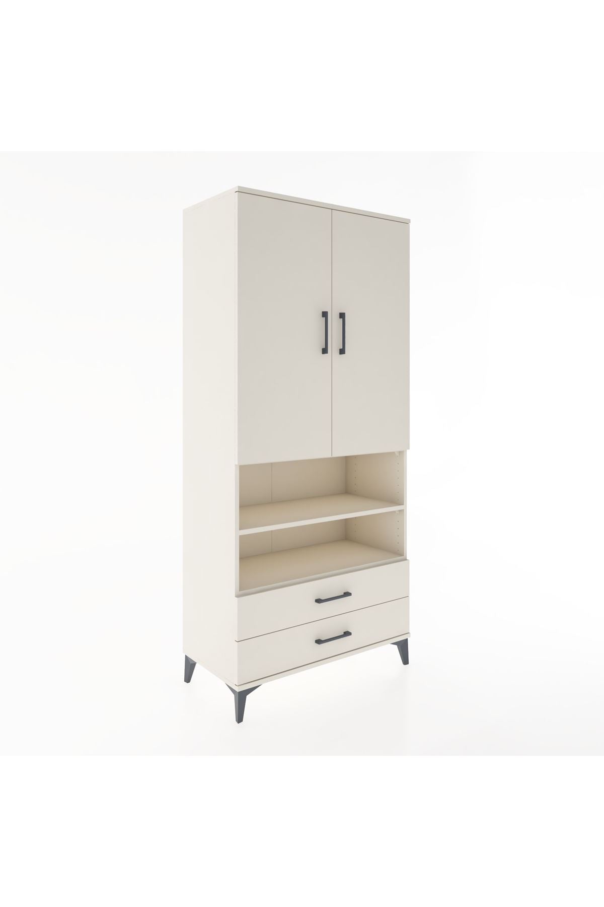 Hyperion Dolap 5 Raflı 2 Çekmeceli 2 Kapaklı 88x44x195 Aytaşı-Aytaşı