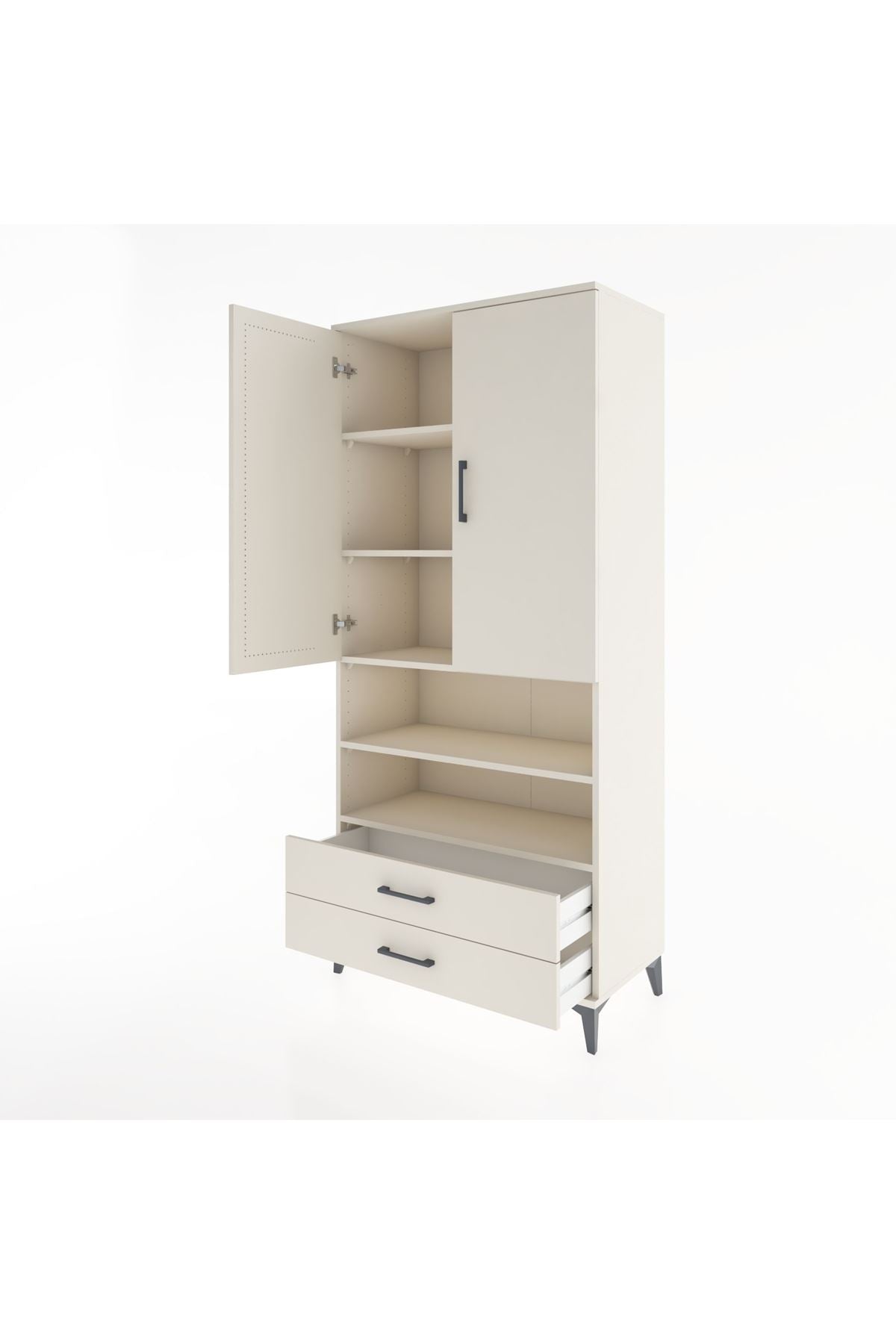 Hyperion Dolap 5 Raflı 2 Çekmeceli 2 Kapaklı 88x44x195 Aytaşı-Aytaşı