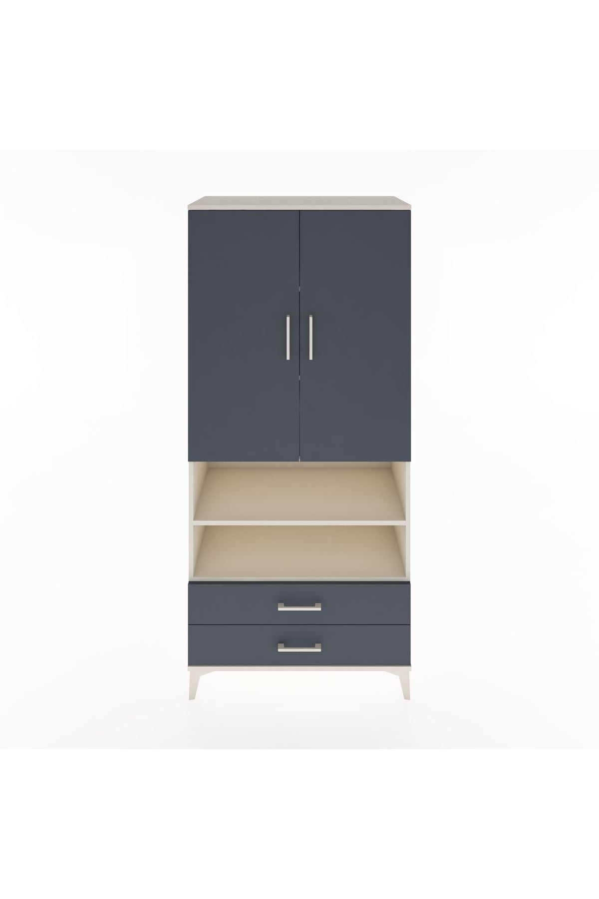 Hyperion Dolap 5 Raflı 2 Çekmeceli 2 Kapaklı 88x44x195 Aytaşı-Antrasit