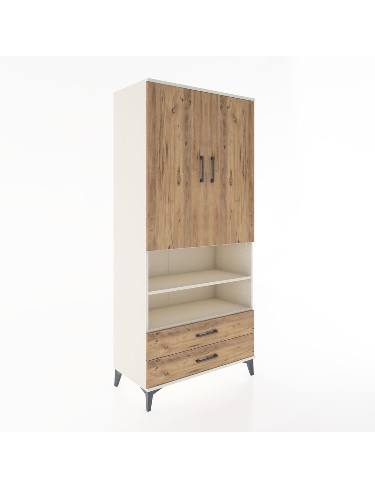 Hyperion Dolap 5 Raflı 2 Çekmeceli 2 Kapaklı 88x44x195 Aytaşı-Çam