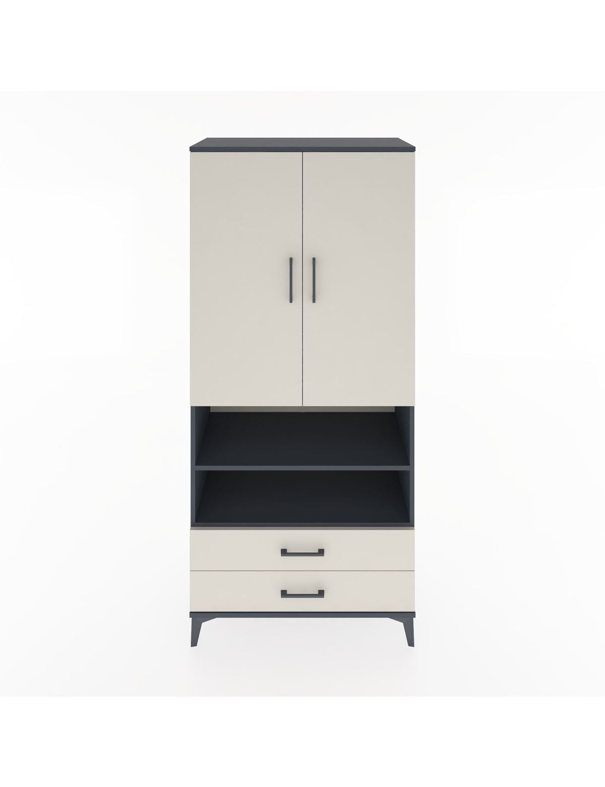 Hyperion Dolap 5 Raflı 2 Çekmeceli 2 Kapaklı 88x44x195 Antrasit-Aytaşı