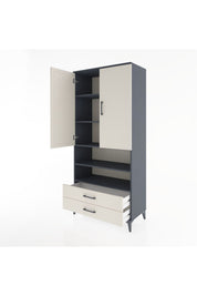 Hyperion Dolap 5 Raflı 2 Çekmeceli 2 Kapaklı 88x44x195 Antrasit-Aytaşı