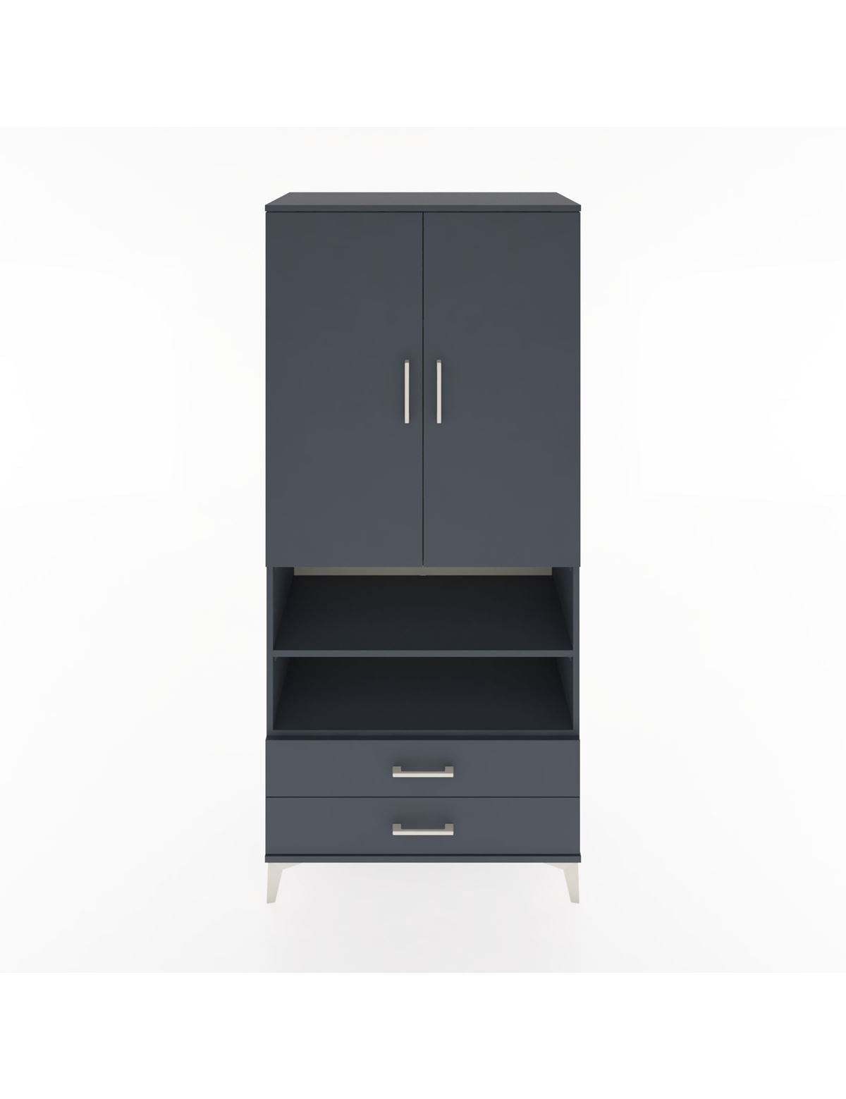 Hyperion Dolap 5 Raflı 2 Çekmeceli 2 Kapaklı 88x44x195 Antrasit-Antrasit