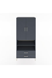 Hyperion Dolap 5 Raflı 2 Çekmeceli 2 Kapaklı 88x44x195 Antrasit-Antrasit