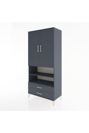 Hyperion Dolap 5 Raflı 2 Çekmeceli 2 Kapaklı 88x44x195 Antrasit-Antrasit