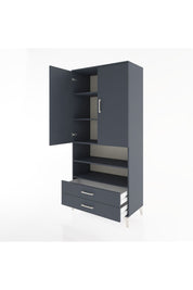 Hyperion Dolap 5 Raflı 2 Çekmeceli 2 Kapaklı 88x44x195 Antrasit-Antrasit