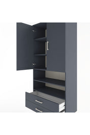 Hyperion Dolap 5 Raflı 2 Çekmeceli 2 Kapaklı 88x44x195 Antrasit-Antrasit