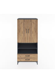 Hyperion Dolap 5 Raflı 2 Çekmeceli 2 Kapaklı 88x44x195 Antrasit-Çam