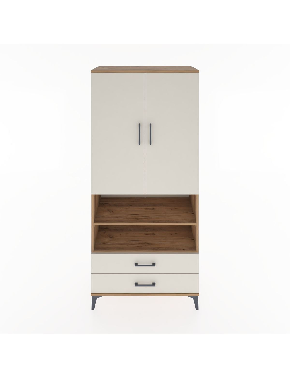 Hyperion Dolap 5 Raflı 2 Çekmeceli 2 Kapaklı 88x44x195 Çam-Aytaşı