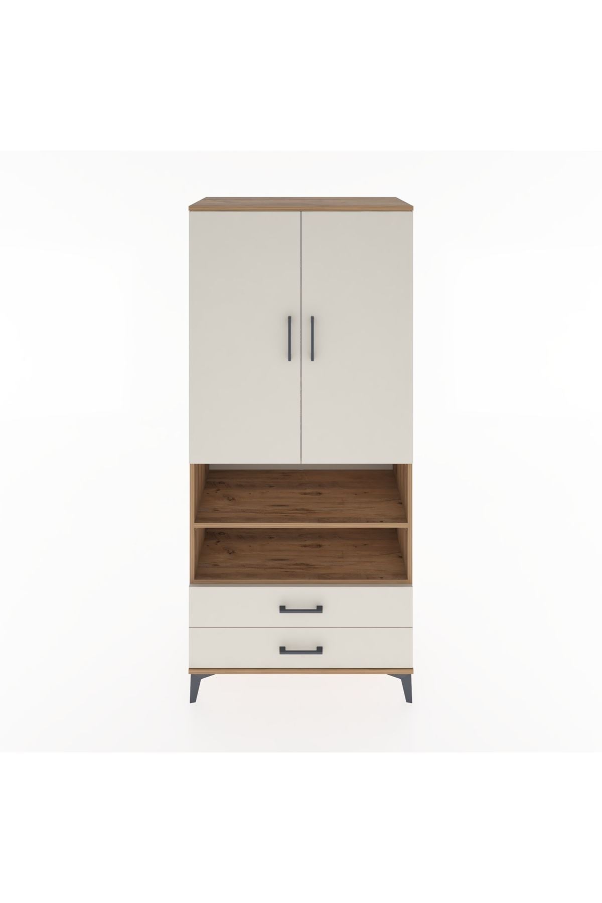 Hyperion Dolap 5 Raflı 2 Çekmeceli 2 Kapaklı 88x44x195 Çam-Aytaşı