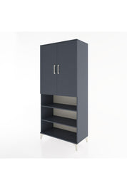 Hyperion Dolap 4 Raflı 2 Kapaklı Tek Askılı 88x44x195 Antrasit-Antrasit