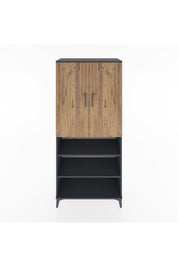 Hyperion Dolap 4 Raflı 2 Kapaklı Tek Askılı 88x44x195 Antrasit-Çam