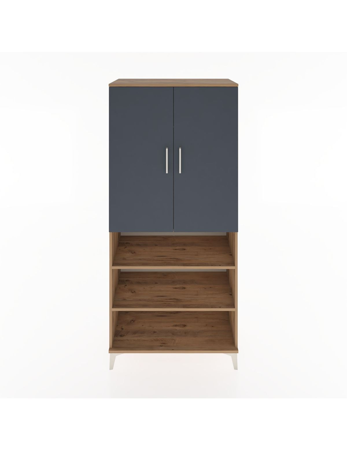 Hyperion Dolap 4 Raflı 2 Kapaklı Tek Askılı 88x44x195 Çam-Antrasit