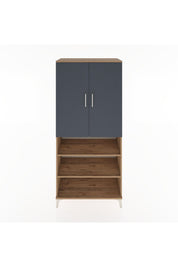 Hyperion Dolap 4 Raflı 2 Kapaklı Tek Askılı 88x44x195 Çam-Antrasit