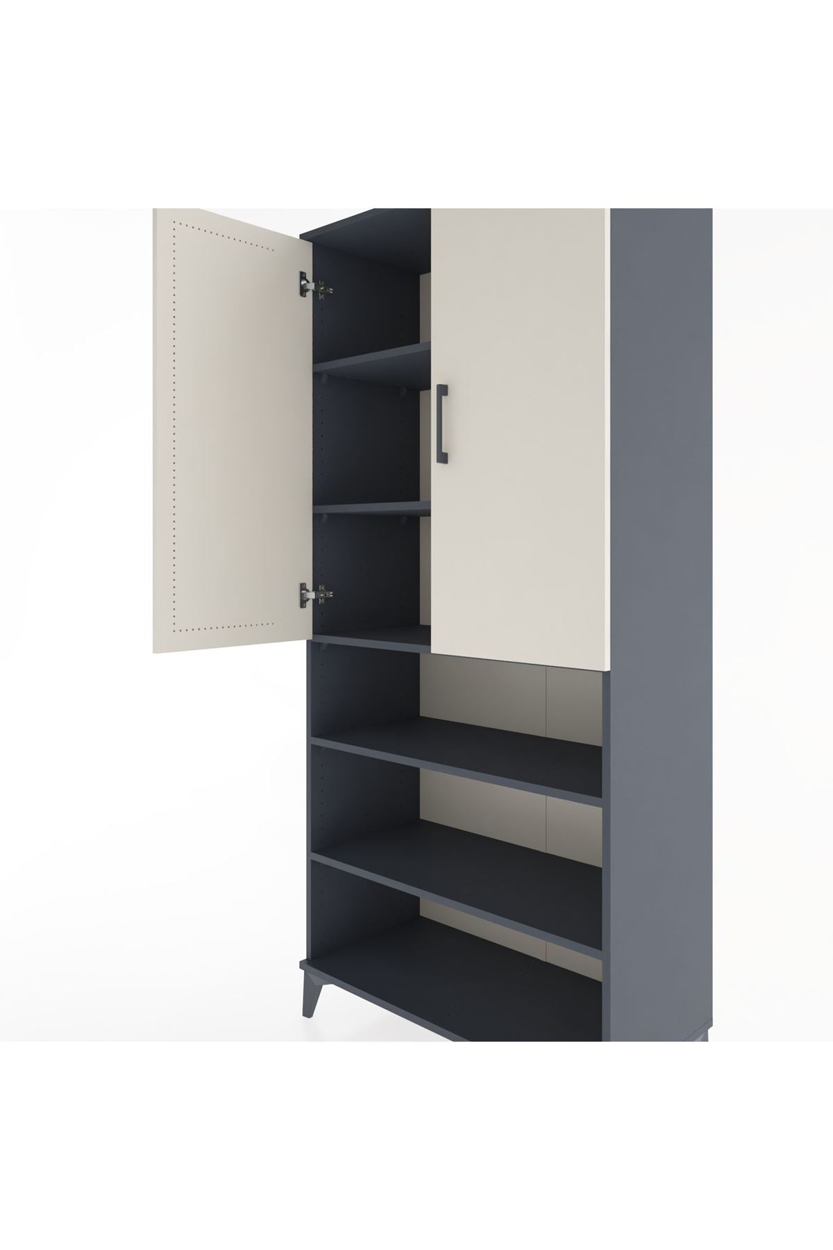 Hyperion Dolap 5 Raflı 2 Kapaklı 88x44x195 Antrasit-Aytaşı
