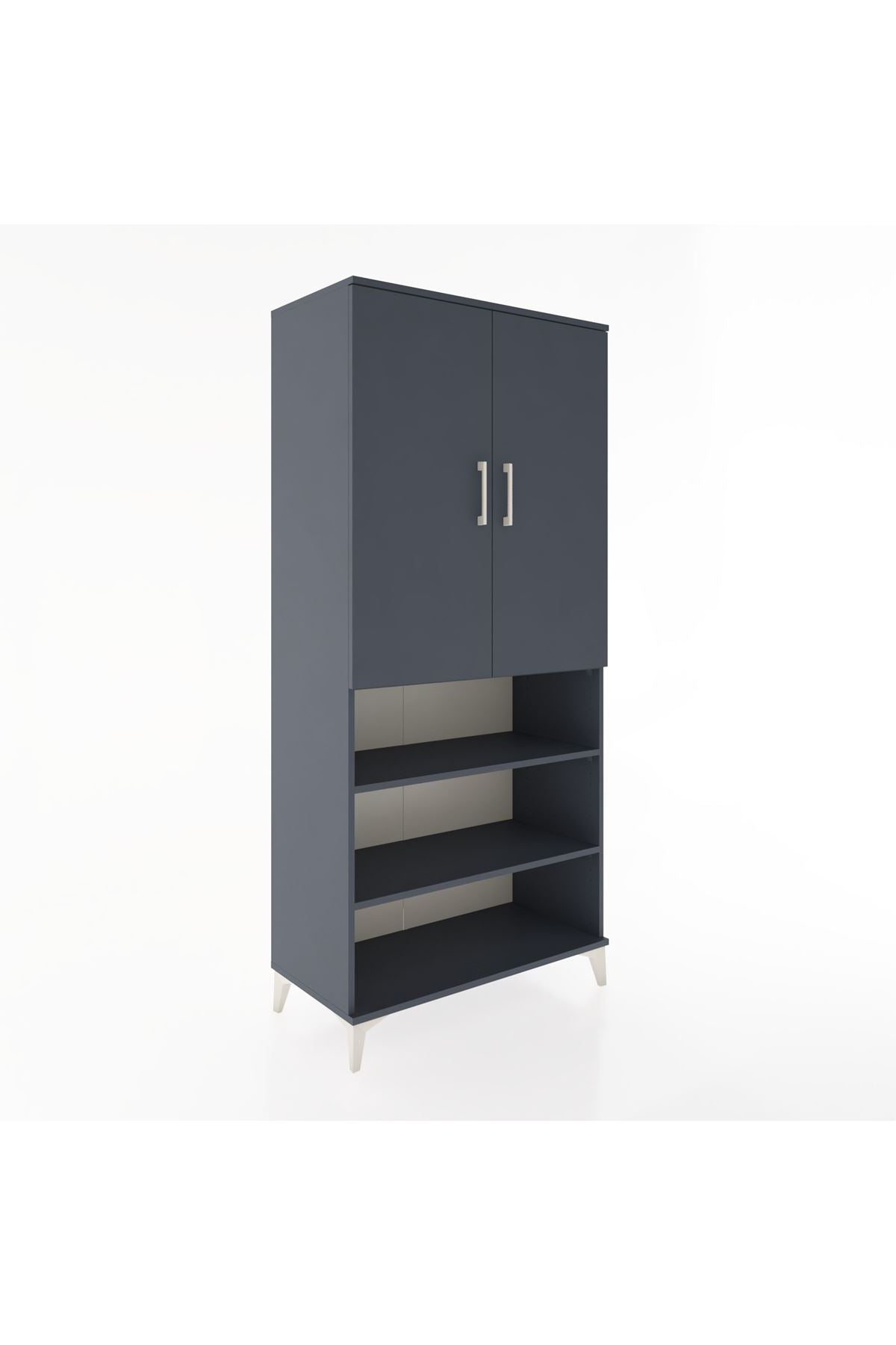 Hyperion Dolap 5 Raflı 2 Kapaklı 88x44x195 Antrasit-Antrasit