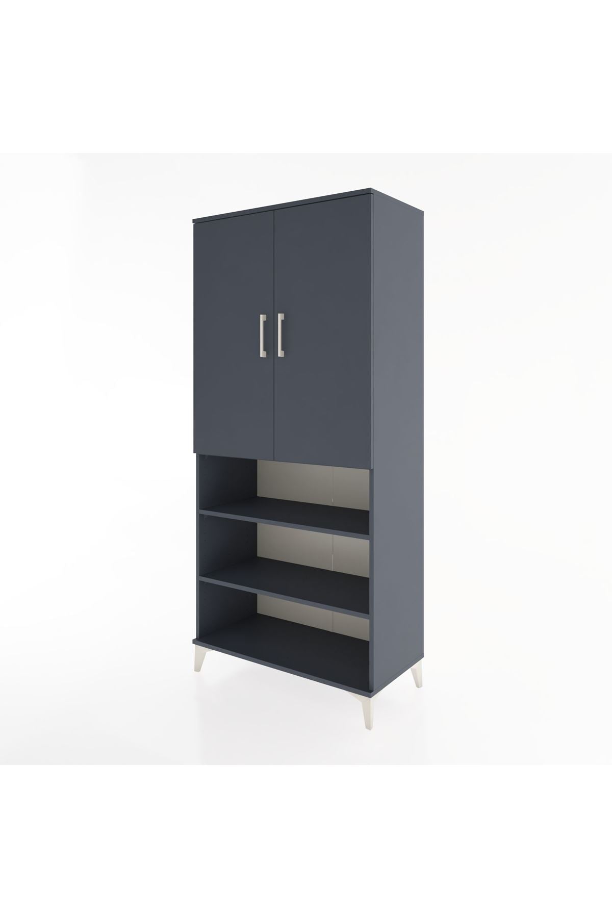 Hyperion Dolap 5 Raflı 2 Kapaklı 88x44x195 Antrasit-Antrasit