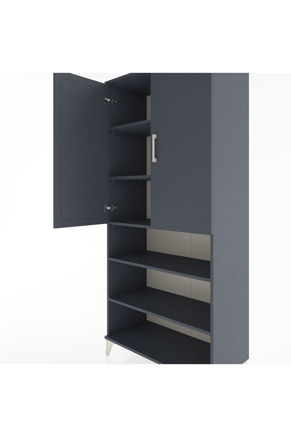 Hyperion Dolap 5 Raflı 2 Kapaklı 88x44x195 Antrasit-Antrasit