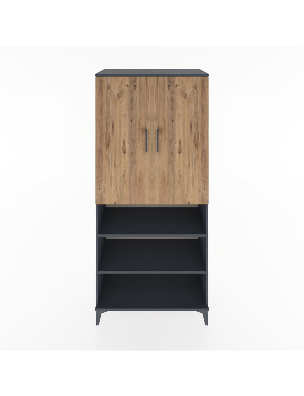 Hyperion Dolap 5 Raflı 2 Kapaklı 88x44x195 Antrasit-Çam