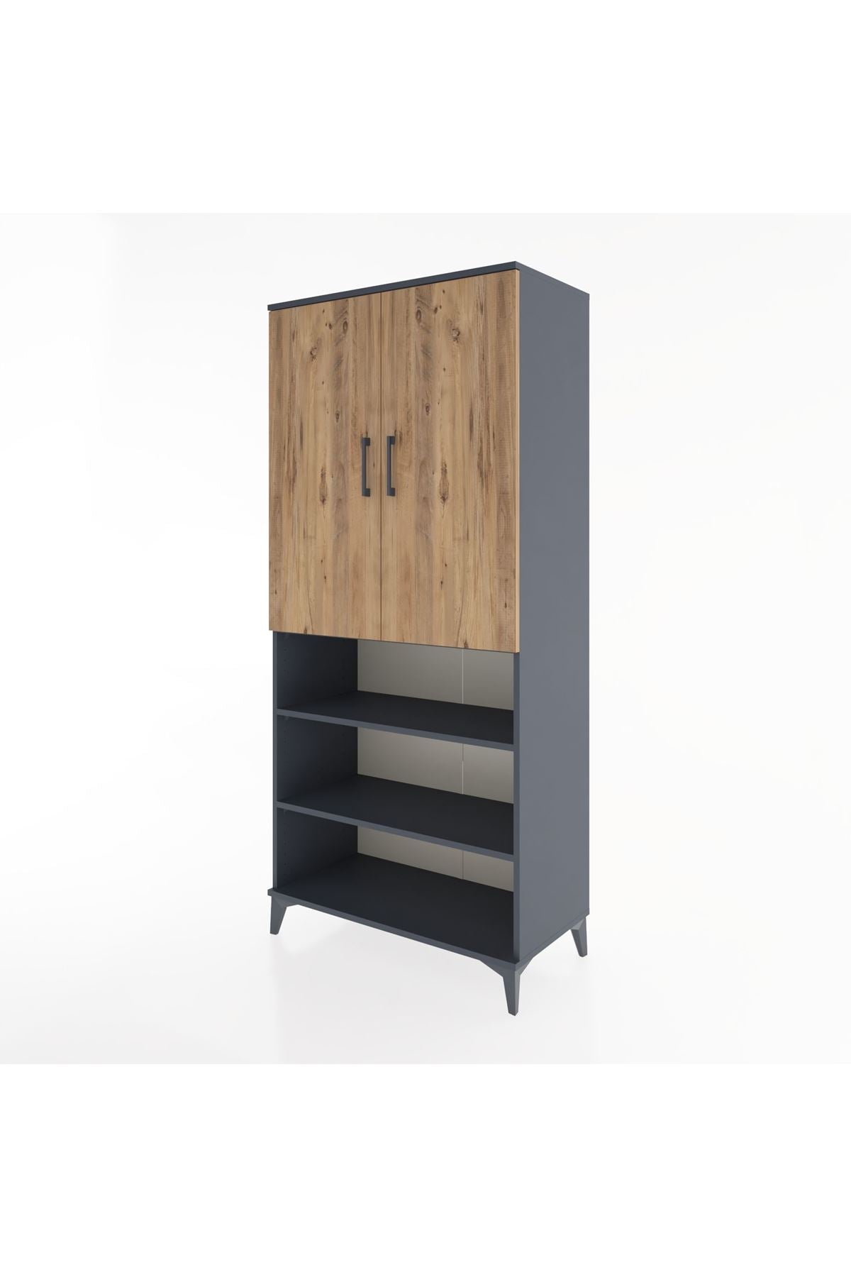 Hyperion Dolap 5 Raflı 2 Kapaklı 88x44x195 Antrasit-Çam