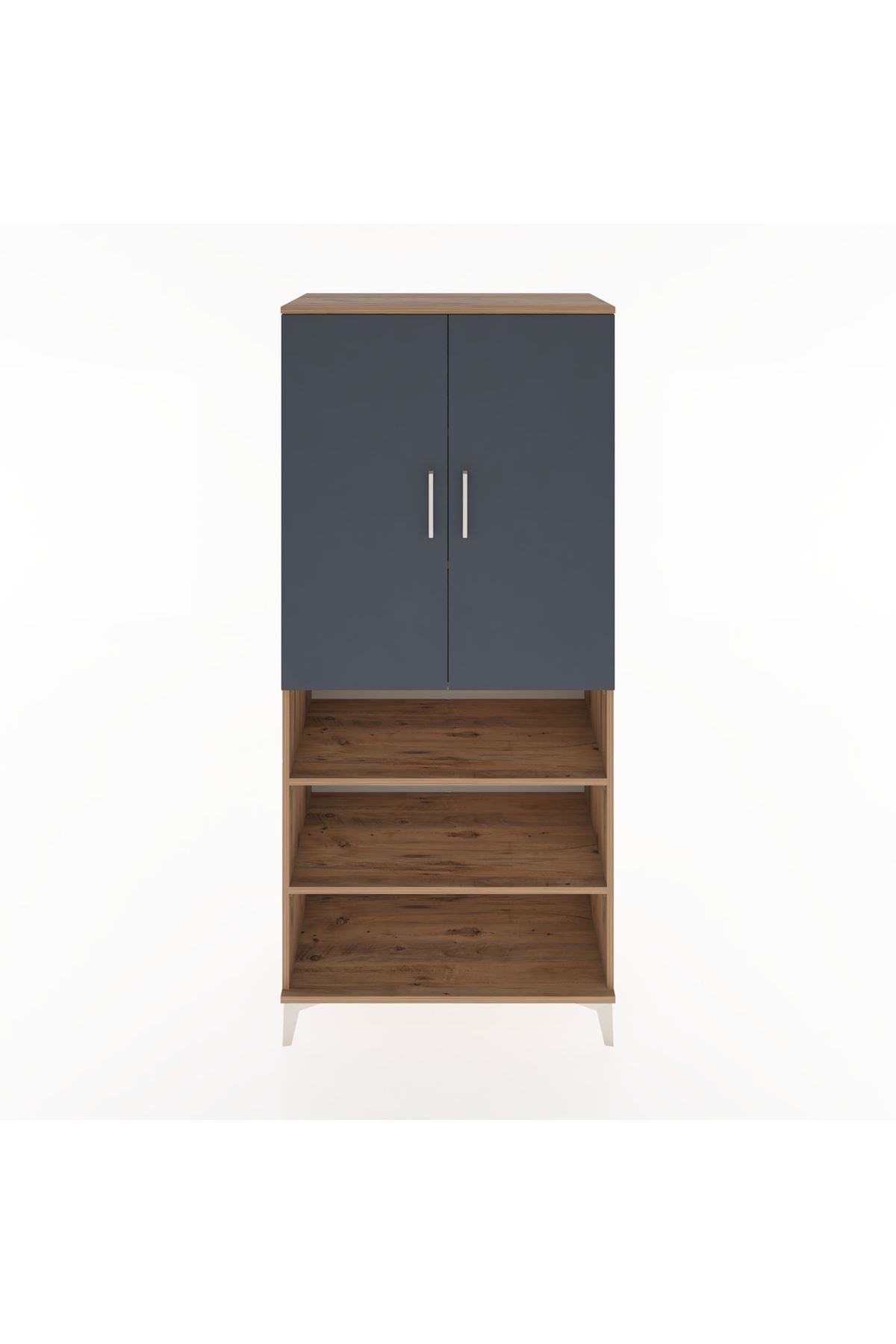 Hyperion Dolap 5 Raflı 2 Kapaklı 88x44x195 Çam-Antrasit