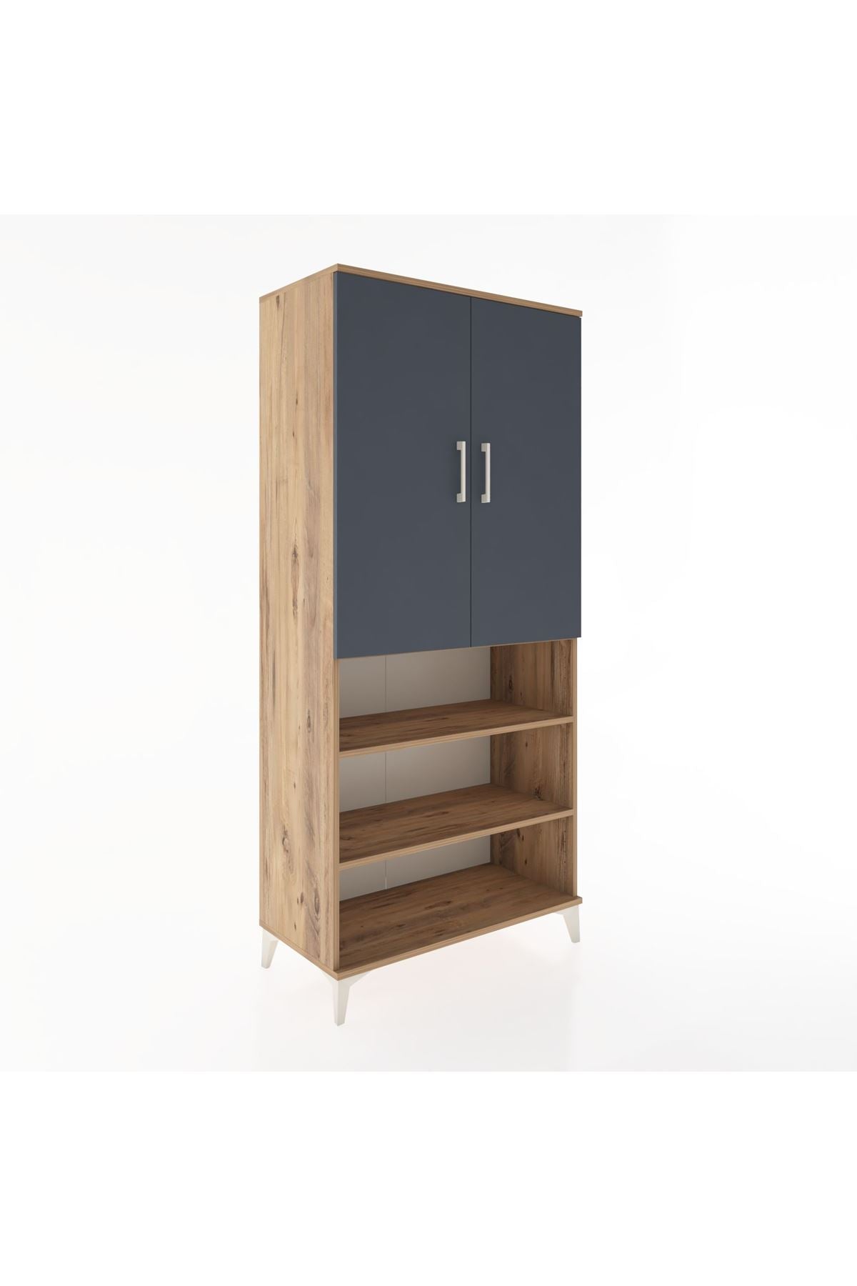 Hyperion Dolap 5 Raflı 2 Kapaklı 88x44x195 Çam-Antrasit